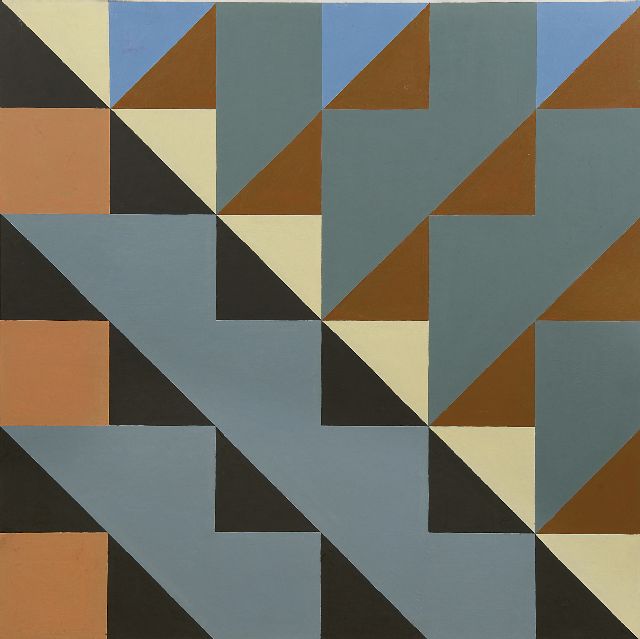 Theo Stiphout | Figuur I, olieverf op schildersboard, 59,7 x 59,5 cm, gesigneerd verso en verso gedateerd 1975