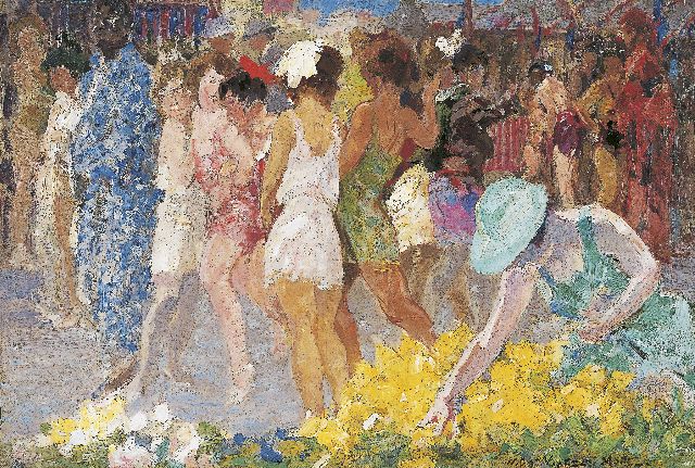 Willem Vaarzon Morel | Op de kermis, olieverf op doek op board, 35,1 x 51,0 cm, gesigneerd r.o.