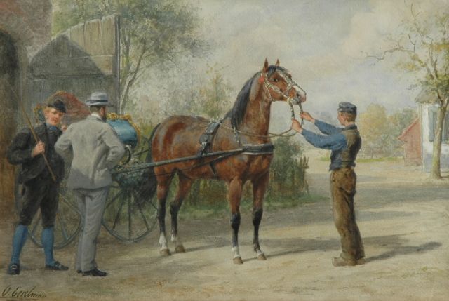 Otto Eerelman | Gereed voor een zondagse rit, potlood, zwart krijt, aquarel en gouache op papier, 34,8 x 51,9 cm, gesigneerd l.o.