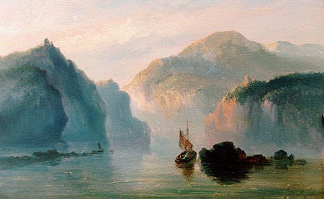 J.G. Hans | Zuidduits rivierlandschap, olieverf op paneel, 26,8 x 42,5 cm, gesigneerd r.o. en gedateerd '75