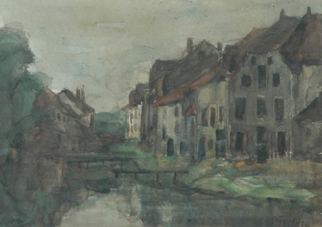 Louise Fritzlin | Dorpje in België, aquarel op papier, 17,8 x 25,0 cm, gesigneerd r.o.