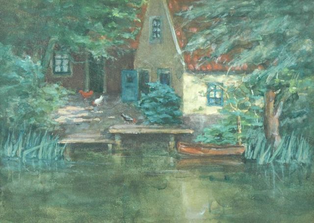 Louise Fritzlin | Boerderij bij 's-Graveland, aquarel op papier, 19,7 x 26,3 cm, te dateren ca. 1906