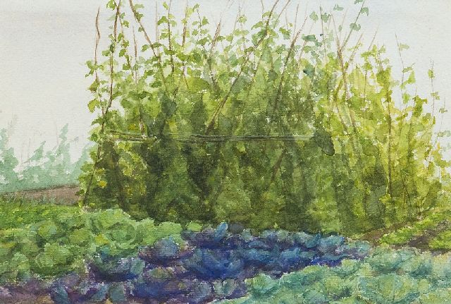 Louise Fritzlin | Moestuin, aquarel op papier, 18,7 x 27,6 cm, gedateerd '97 verso