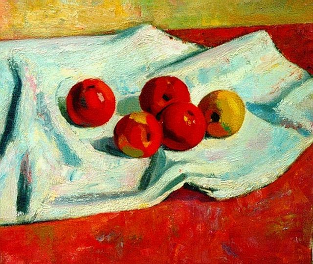 Aart van Dalen | Stilleven met appels, olieverf op doek, 55,0 x 60,2 cm