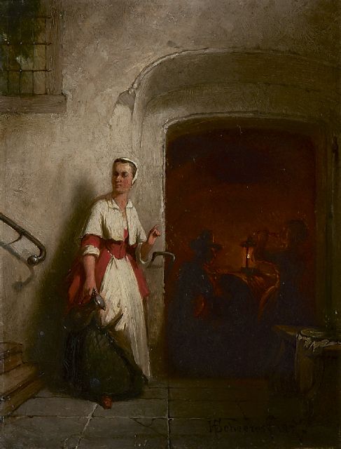 Hendricus Johannes Scheeres | In de wijnkelder, olieverf op paneel, 19,0 x 14,7 cm, gesigneerd r.o. en gedateerd 1857