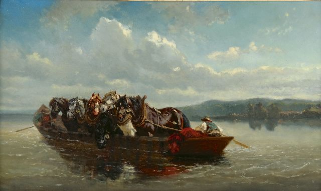 Wouter Verschuur jr. | Het paardenveer, olieverf op paneel, 31,4 x 53,1 cm