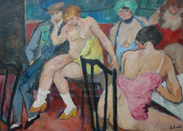Charles Réal | Bordeelscène, olieverf op doek, 81,0 x 111,2 cm, gesigneerd r.o.