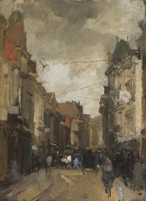 Floris Arntzenius | Gravenstraat, Den Haag, olieverf op paneel, 32,0 x 23,7 cm