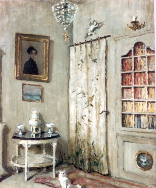Lucie van Dam van Isselt | Interieur, olieverf op paneel, 57,6 x 47,0 cm, gesigneerd r.o.