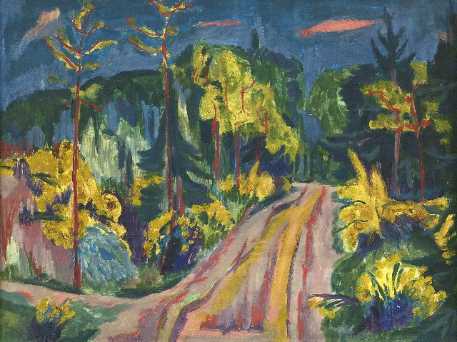 Jan Wiegers | Landschap in de bergen, wasverf op doek, 52,2 x 68,3 cm, gesigneerd r.o. en gedateerd '27