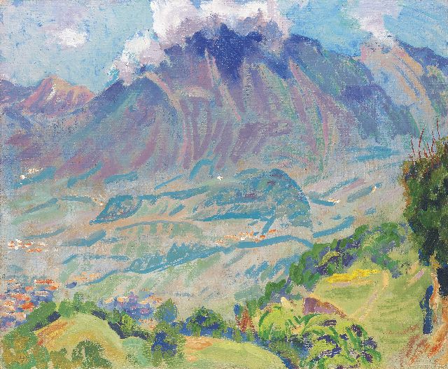 Jan Altink | Berglandschap, olieverf op jute, 50,3 x 60,4 cm