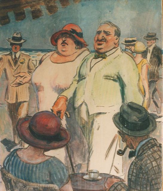 Willy Sluiter | Full season Scheveningen, aquarel op papier, 46,7 x 37,5 cm, gesigneerd r.b.