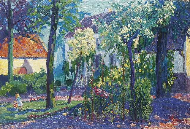 Jan Kruysen | Zomerse tuin, olieverf op board, 50,8 x 75,3 cm, gesigneerd r.o.