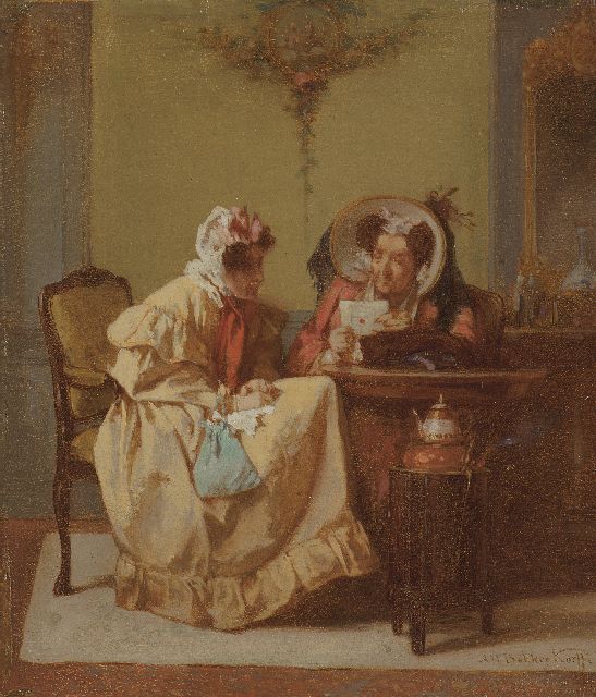 Alexander Hugo Bakker Korff | De brief, olieverf op paneel, 13,5 x 11,7 cm, gesigneerd r.o.