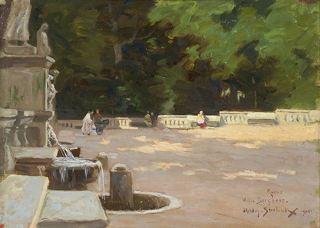 Steelink jr. W.  | Villa Borghese, Rome, olieverf op doek op paneel 28,2 x 37,2 cm, gesigneerd r.o. en gedateerd 1911