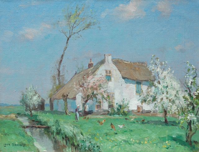 Louis Soonius | Zonnige voorjaarsdag, olieverf op doek, 30,6 x 40,5 cm, gesigneerd l.o.