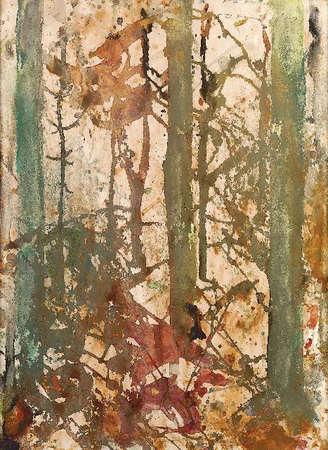 Jan Jordens | Sparren, aquarel op papier, 64,2 x 47,6 cm, gesigneerd r.b. (tweemaal) en gedateerd '58