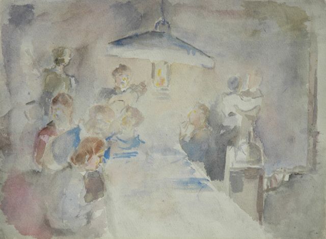 Elie Neuburger | Feestje, pen en aquarel op papier, 27,5 x 37,0 cm