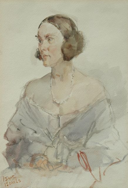 Isaac Israels | Dame in avondtoilet, aquarel op papier, 35,4 x 25,3 cm, gesigneerd l.o.