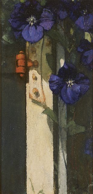 Jacobus van Looy | Clematis, olieverf op paneel, 50,2 x 24,8 cm, gesigneerd r.o. met initialen