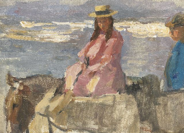 Isaac Israels | Ezeltje rijden op het Scheveningse strand, olieverf op doek, 32,8 x 44,3 cm, gesigneerd r.o.