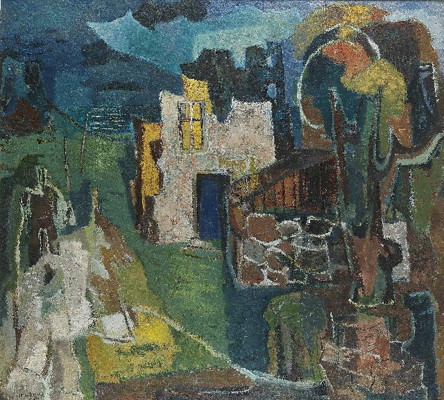 Wim Bosma | Landschap, olieverf op doek, 126,4 x 138,2 cm, gesigneerd l.o. en gedateerd 1957