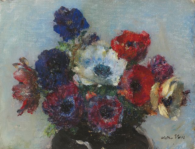 Walter Vaes | Anemonen, olieverf op doek, 21,1 x 27,2 cm, gesigneerd r.o.