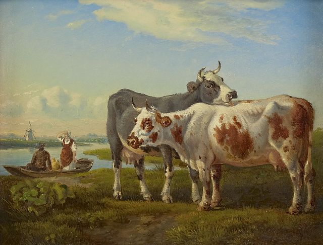 Jan van Ravenswaay | Hollands Arcadië, olieverf op paneel, 20,9 x 27,0 cm, gesigneerd r.o. met initialen