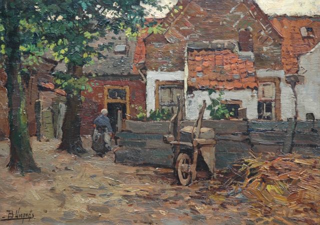 Ben Viegers | Boerenhof, olieverf op doek, 30,2 x 42,7 cm, gesigneerd l.o.