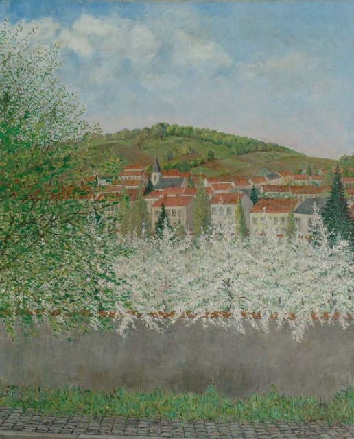 Jo Lodeizen | Dorp in een voorjaarslandschap, olieverf op doek, 80,4 x 65,2 cm, gesigneerd r.o.