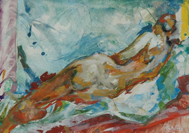 Gerrit van 't Net | Siesta, gouache op papier, 35,5 x 47,0 cm, gesigneerd r.o.