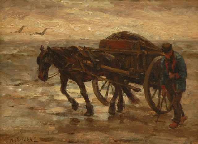 Felicien Bobeldijk | Schelpenvisser, olieverf op paneel, 16,8 x 22,8 cm, gesigneerd l.o.