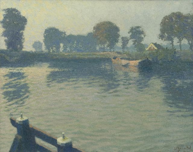 A.P. Schotel | Bij Muiden, olieverf op doek, 40,3 x 50,5 cm, gesigneerd r.o.