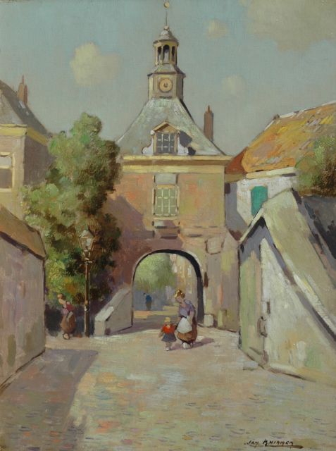Jan Knikker sr. | De Waterpoort in Tiel, olieverf op doek, 40,1 x 30,1 cm, gesigneerd r.o.