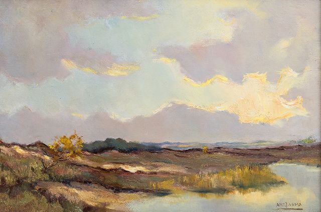 Anton Jakma | Heidelandschap, olieverf op doek, 30,0 x 43,5 cm, gesigneerd r.o.