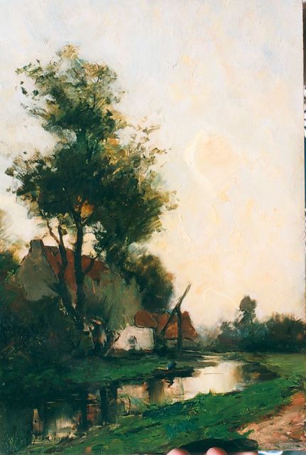 Frits Mondriaan | Boerderij aan de waterkant, olieverf op paneel, 36,0 x 24,3 cm, gesigneerd l.o.