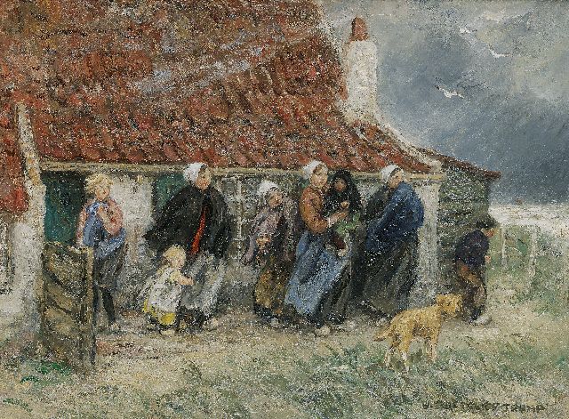 Jan Zoetelief Tromp | Op de uitkijk bij De Meelzak, Katwijk aan Zee  (alleen tezamen met 11628), olieverf op doek, 31,0 x 41,0 cm, gesigneerd r.o.