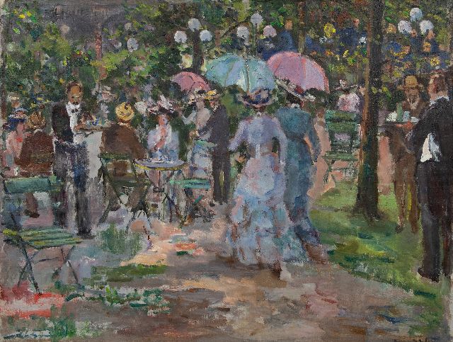 Elie Neuburger | Concert in de tuin van de Galerij, Amsterdam, omstreeks 1910, olieverf op doek, 64,9 x 85,0 cm, gesigneerd r.o. en te dateren ca. 1910