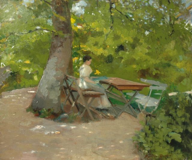 Amédée Degreef | Zomermiddag in de tuin, olieverf op doek, 50,4 x 60,2 cm, gesigneerd r.o. en gedateerd 1919