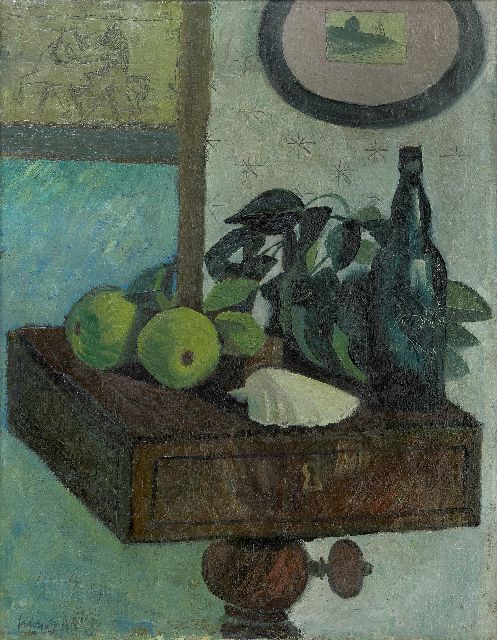 Theo Kurpershoek | Stilleven met schelp en fles, olieverf op doek, 52,4 x 40,4 cm, gesigneerd l.o.