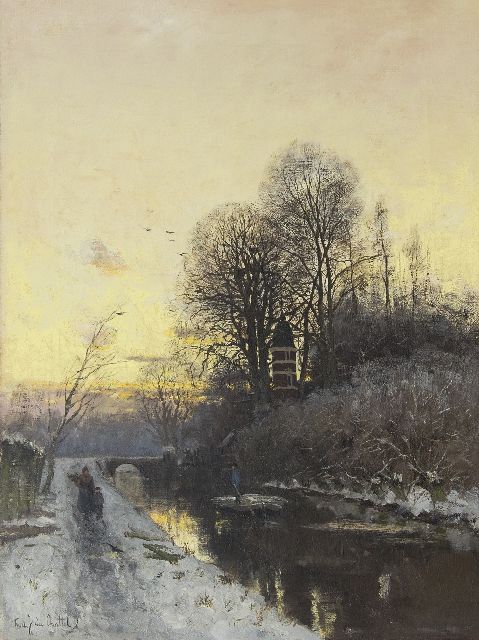 Fredericus Jacobus van Rossum du Chattel | Winterlandschap bij Huis te Hoorn, Rijswijk, olieverf op doek, 60,5 x 45,1 cm, gesigneerd l.o. en zonder lijst