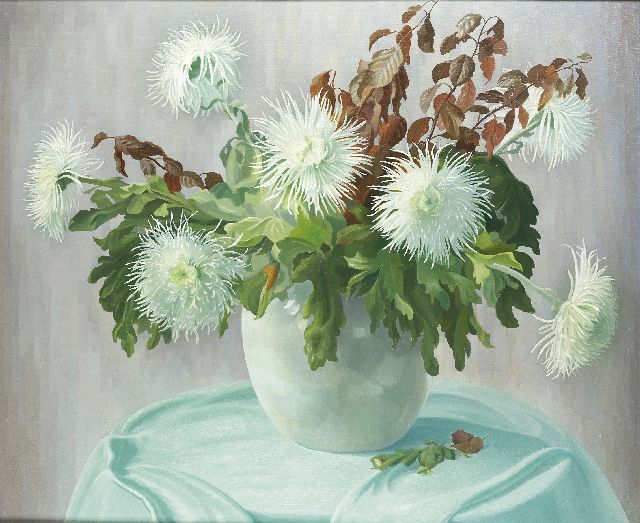 Dirk Smorenberg | Chrysanten, olieverf op doek, 100,2 x 120,0 cm, gesigneerd r.o.