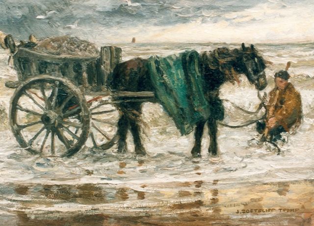 Jan Zoetelief Tromp | Schelpenvisser, olieverf op doek, 38,0 x 51,5 cm, gesigneerd r.o.
