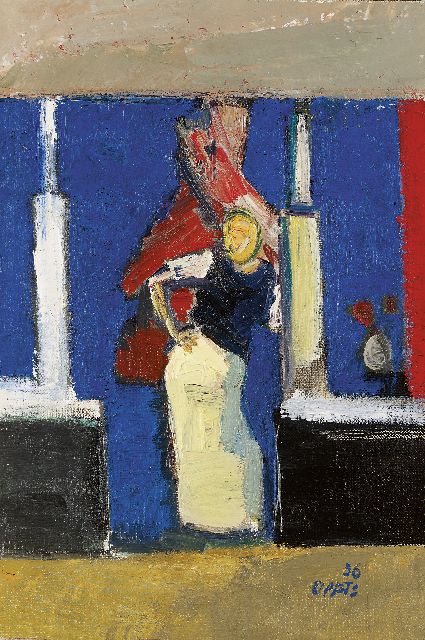 Wim Oepts | De slager, olieverf op doek op board, 31,8 x 20,6 cm, gesigneerd r.o. en gedateerd '56