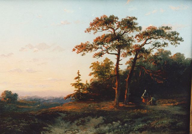 Anthonie Jacobus van Wijngaerdt | Bosgezicht, olieverf op paneel, 11,5 x 16,0 cm, gesigneerd l.o. en gedateerd 1846