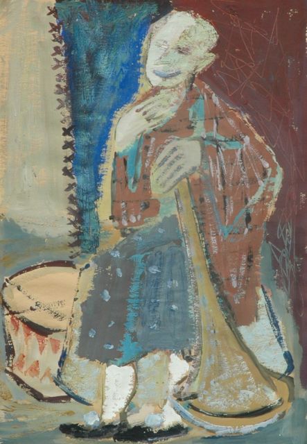Jan van Heel | Clown, gouache op papier, 34,6 x 24,8 cm