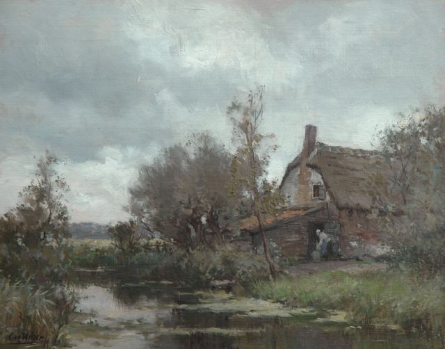 Chris van der Windt | Boerderij aan een vaart, olieverf op doek, 41,0 x 50,0 cm, gesigneerd l.o.