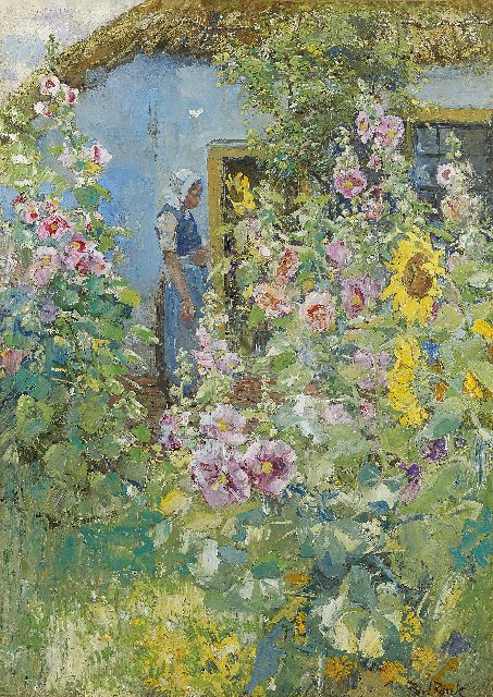 Paul Rink | Zomertuin, Hattem, olieverf op doek, 70,2 x 50,4 cm, gesigneerd r.o.