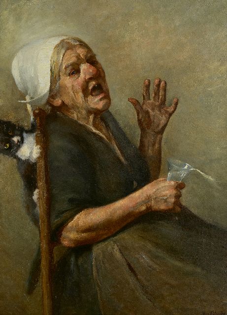 Max Alexander Alandt | Au! Verrast door de kat, olieverf op doek, 81,5 x 62,5 cm, gesigneerd r.o.