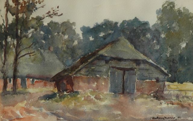 Antonius Albert Keizer | Boerderij te Zweeloo, aquarel op papier, 38,0 x 56,8 cm, gesigneerd r.o. en gedateerd '56